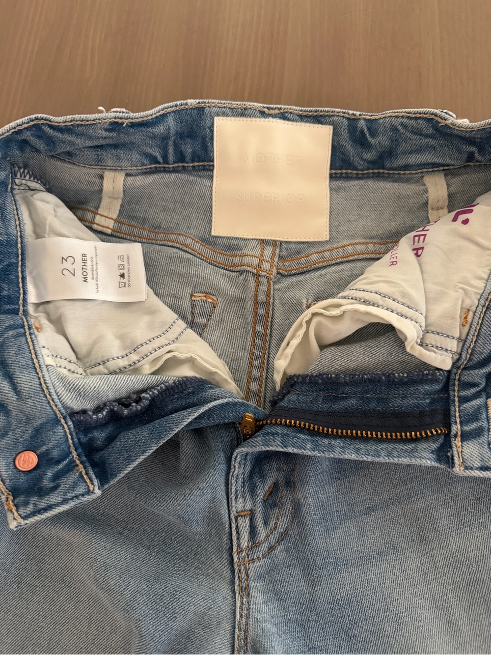 LIL MOTHER Light Blue High-Waist Wide Leg Jeans.  Mother jeans petite. - Picture 9 of 11